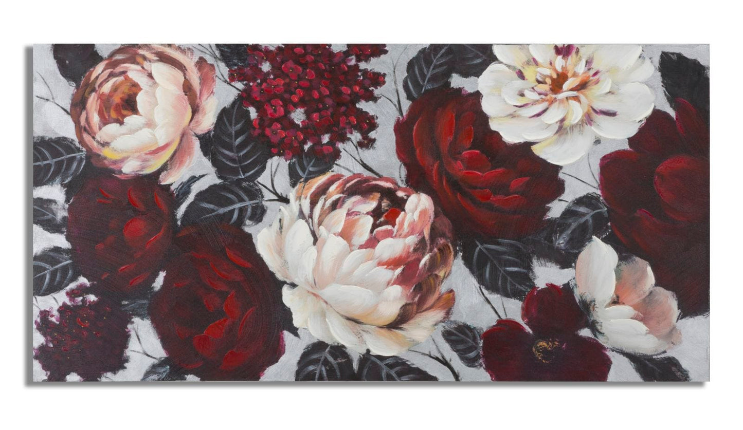 Mauro Ferretti HANDMADE WALL PAINTING WHITE/RED FLOWER LIGHTBACK
 150X3,8X76