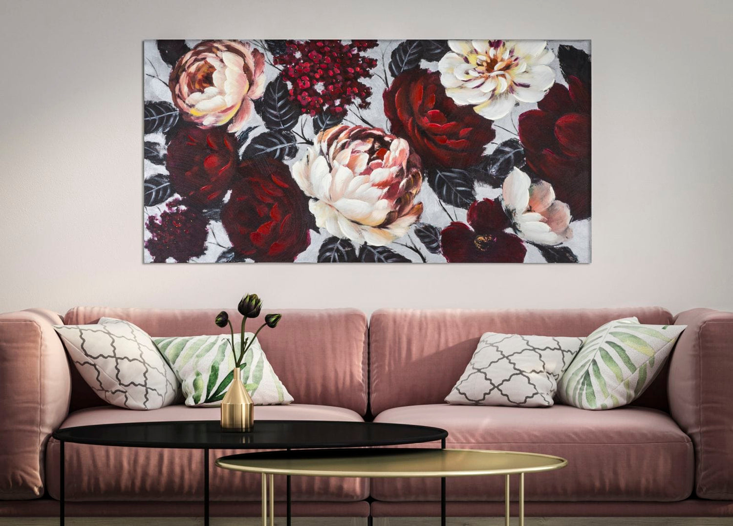 Mauro Ferretti HANDMADE WALL PAINTING WHITE/RED FLOWER LIGHTBACK
 150X3,8X76