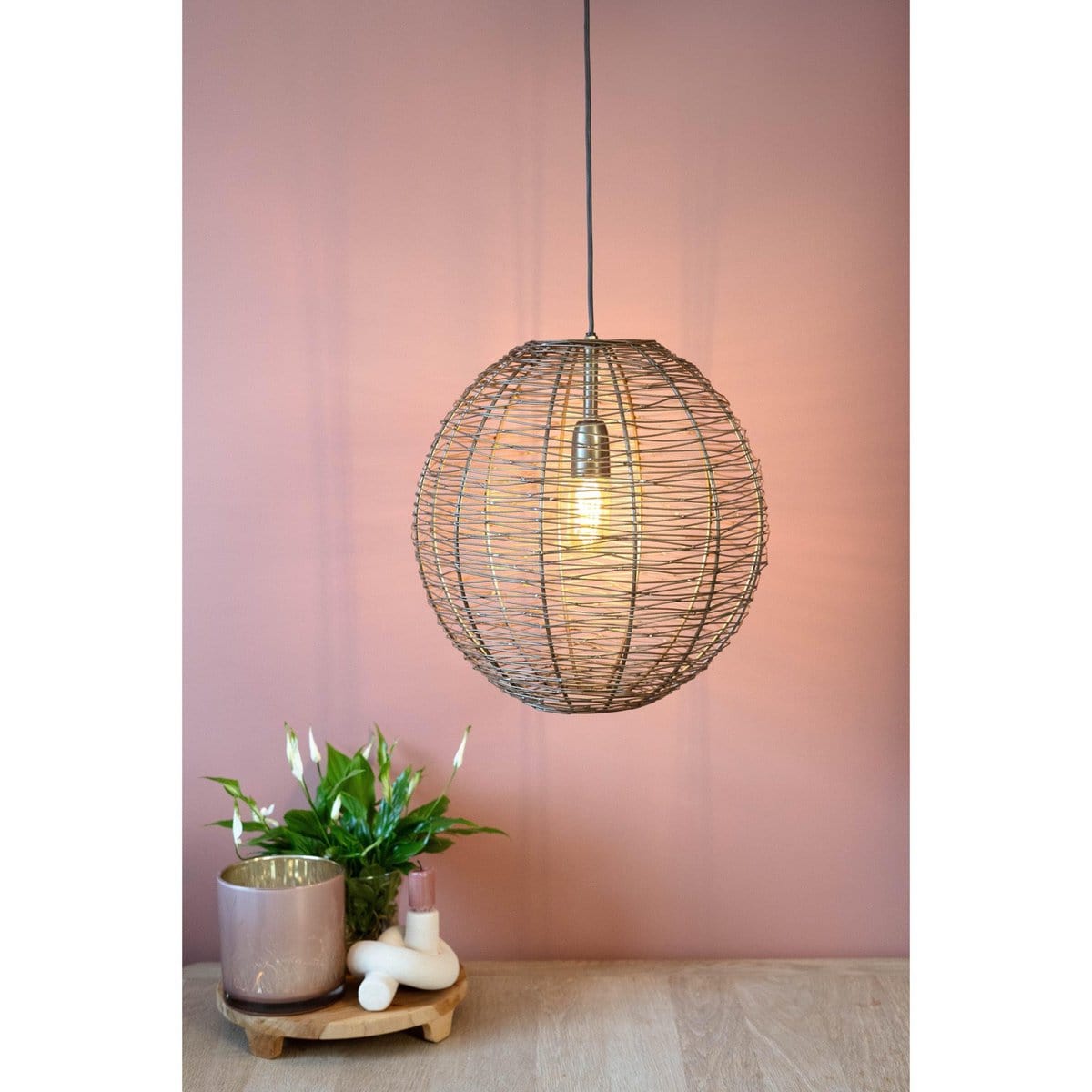 1304 Design Hanglamp NATHAN antiek brons Ø35x35cm