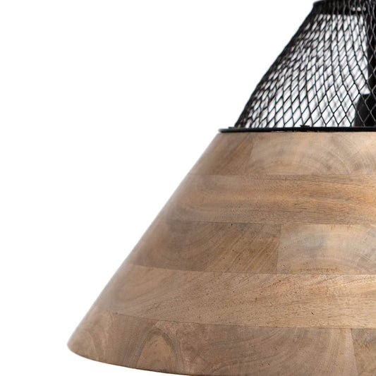 1304 Design Hanglamp TONY naturel hout+mat zwart Ø50x30cm