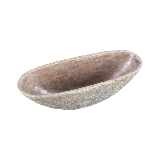 PTMD Hayle Crème cementpot ruwe structuur ovaal L