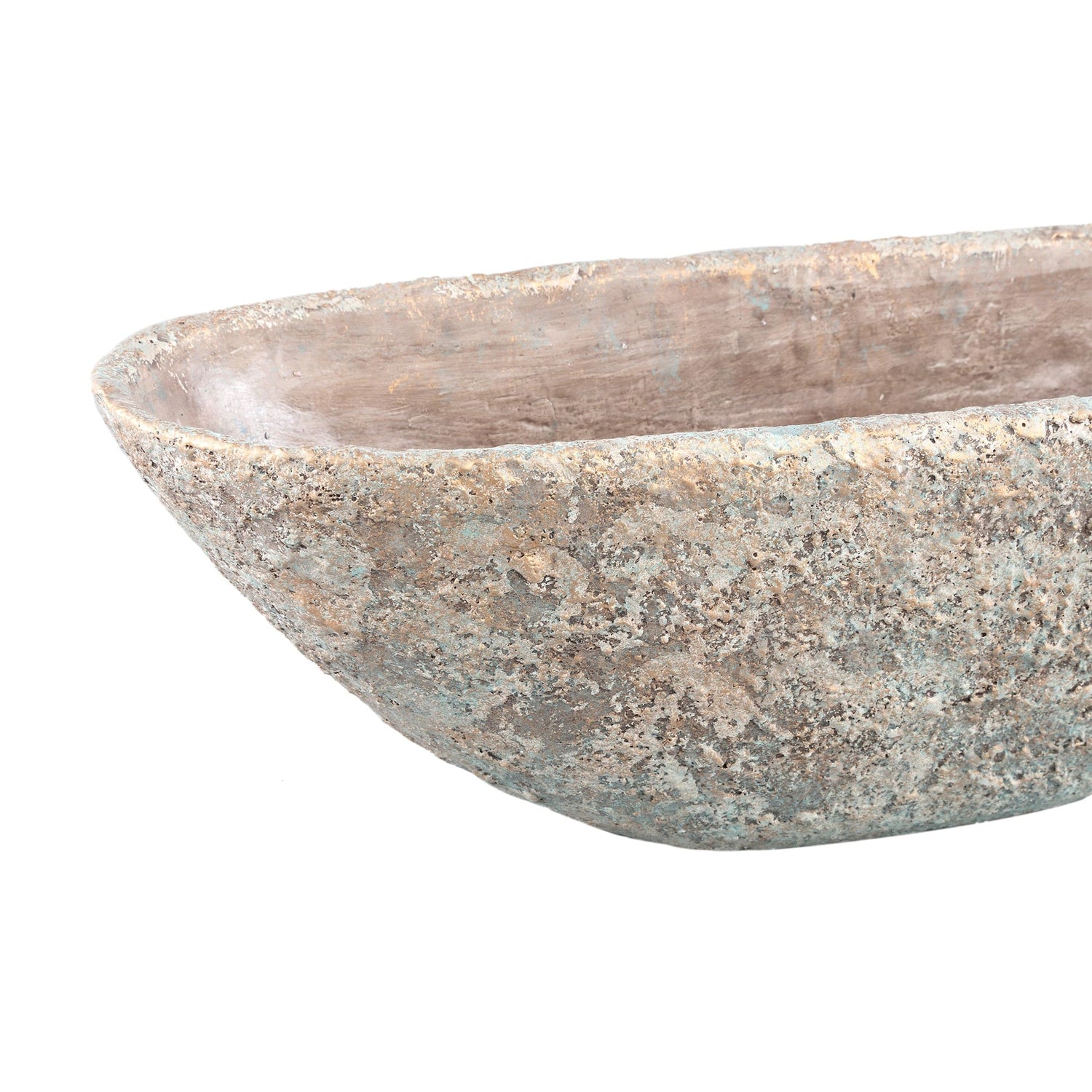 PTMD Hayle Crème cementpot ruwe structuur ovaal L