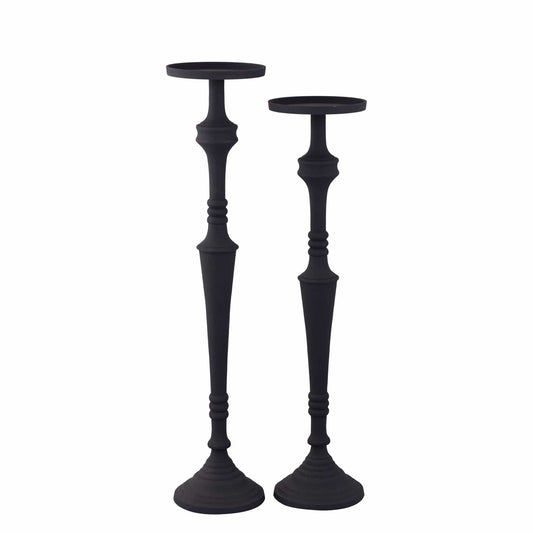 PTMD Helen Zwarte alu kandelaar gepoedercoat L