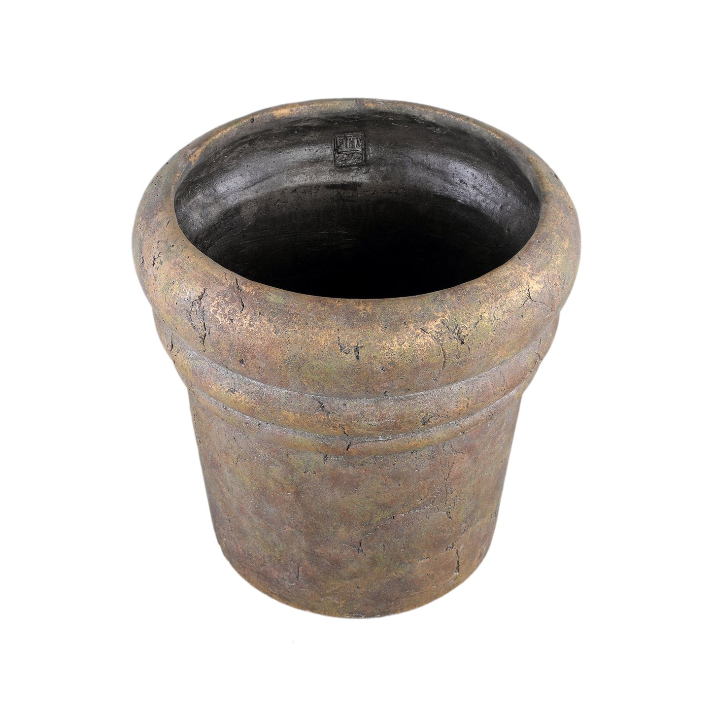 PTMD Helena Brown cementpot rond gouden afwerking XXL