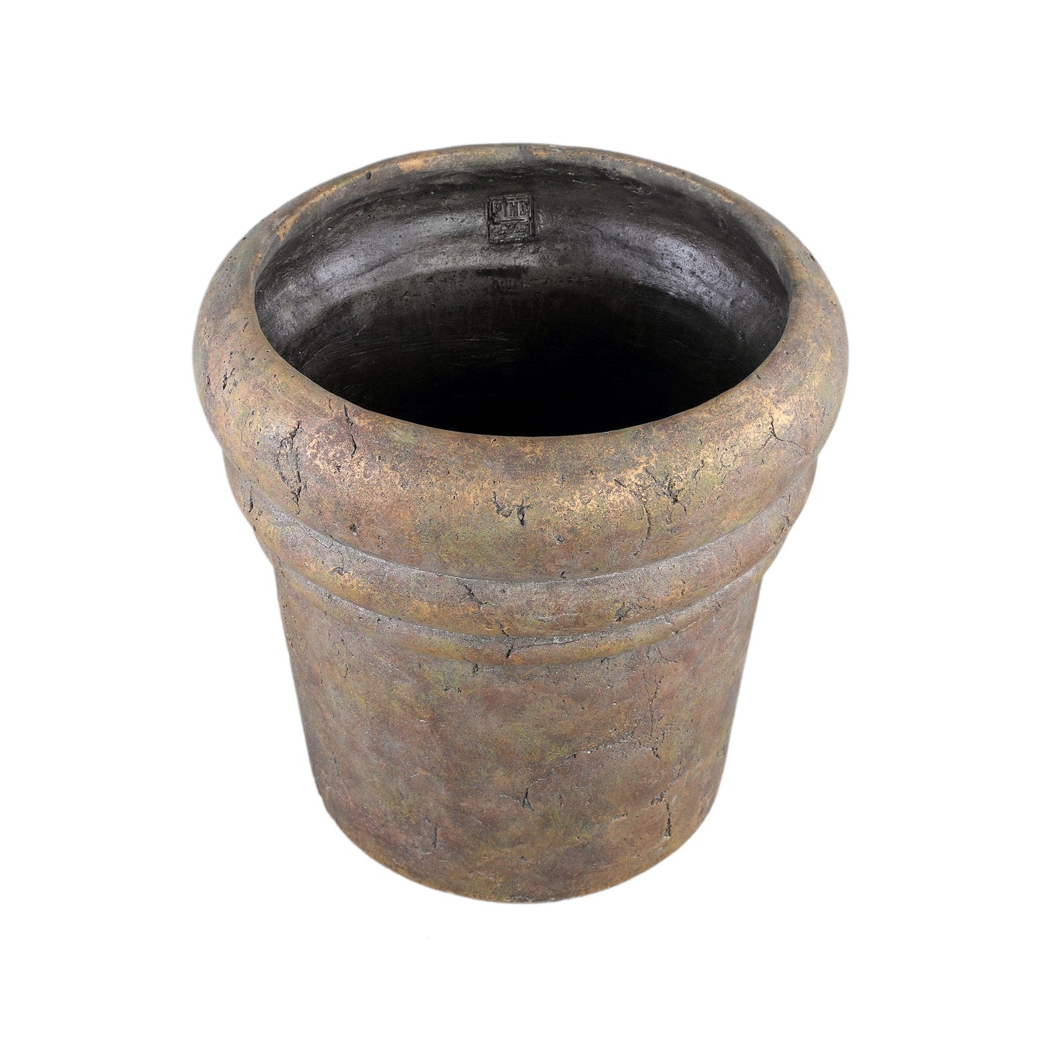 PTMD Helena Brown cementpot rond gouden afwerking XXL
