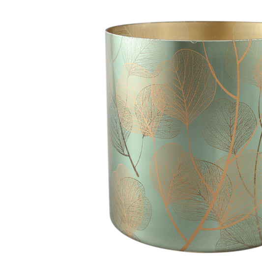 PTMD Iffy Gold glazen stormlicht eucalyptusblad rond