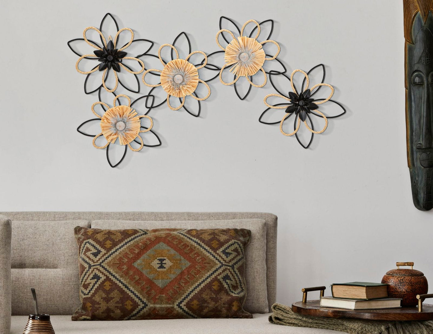 Mauro Ferretti IRON/RAFFIA WALL PANEL FLOW CM 60X4X35