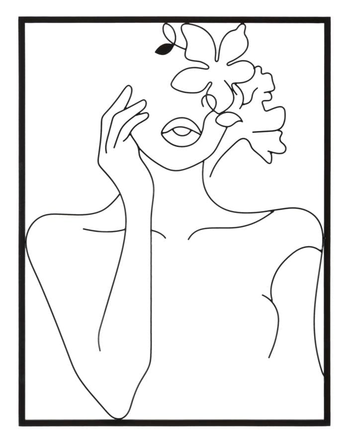 Mauro Ferretti IRON WALL PANEL WOMAN WITH FLOWERS CM 60X1X80