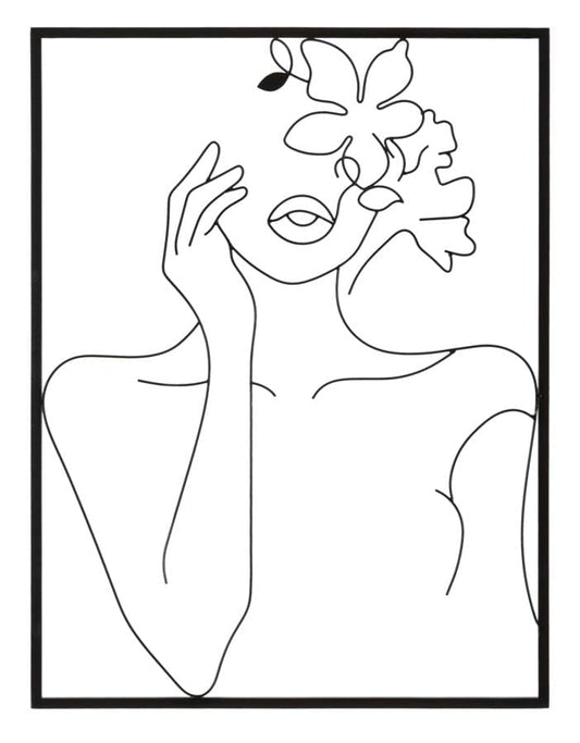 Mauro Ferretti IRON WALL PANEL WOMAN WITH FLOWERS CM 60X1X80