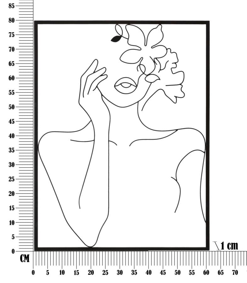 Mauro Ferretti IRON WALL PANEL WOMAN WITH FLOWERS CM 60X1X80