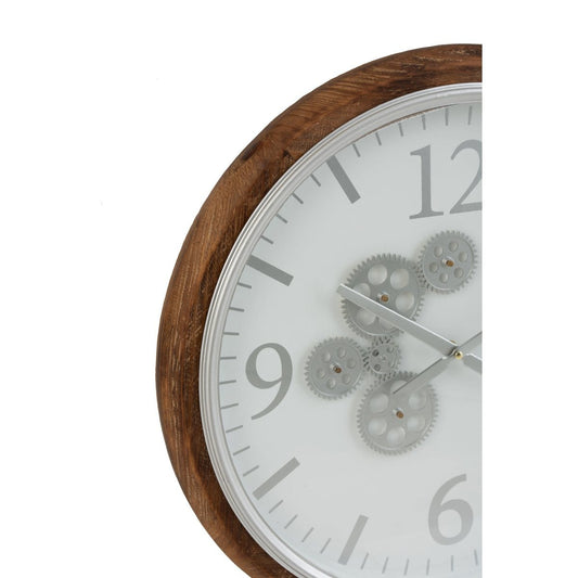 J-Line J-Line Arabische Cijfers klok - hout - wit & bruin - Ø 52 cm