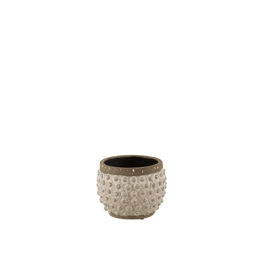 J-Line J-Line bloempot Punt Boord - keramiek - wit/grijs - small - Ø 16.00 cm