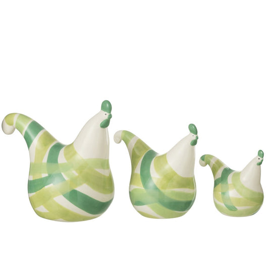 J-Line J-Line decoratie Hanen Lijnen Dolomiet - keramiek - groen - 3 stuks