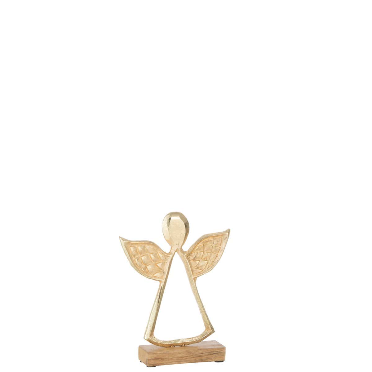 J-Line J-Line Engel Met Curve Op Voet Hout Aluminium Goud Medium