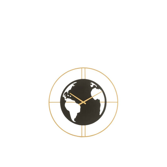 J-Line J-Line Gaten klok - metaal - goud/ zwart Ø 4 cm