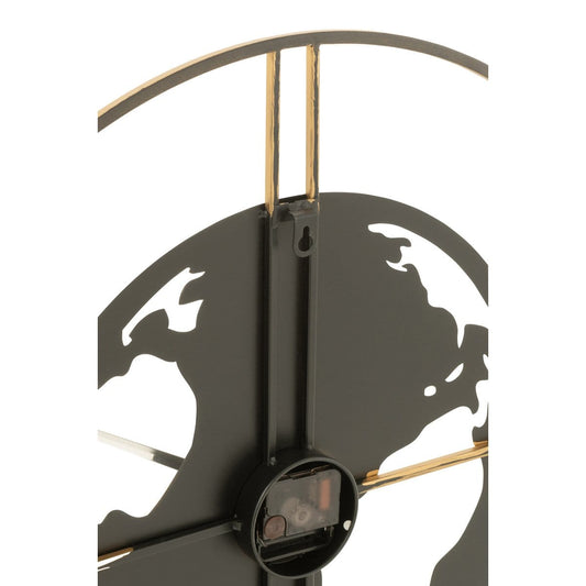 J-Line J-Line Gaten klok - metaal - goud/ zwart Ø 4 cm
