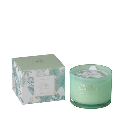 J-Line J-Line geurkaars Monet Gardens - glas - aqua – S - 35U