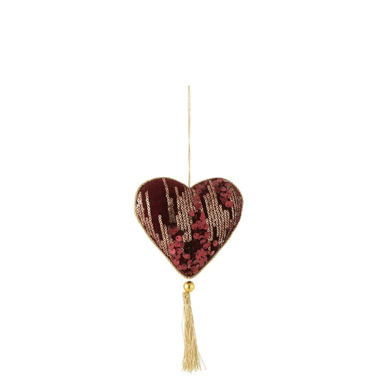 J-Line J-Line Hart Hanger Pailletten Textiel Burgundy