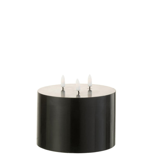 J-Line J-Line kaars 3 Pitten - bijenwas - zwart - LED lichtjes