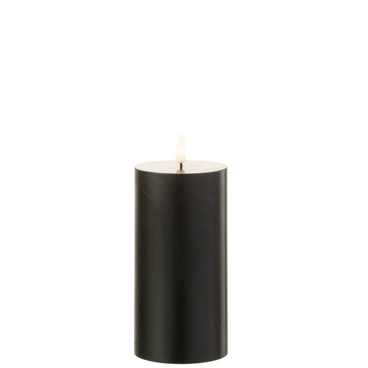 J-Line J-Line kaars - bijenwas - zwart - LED lichtjes - medium