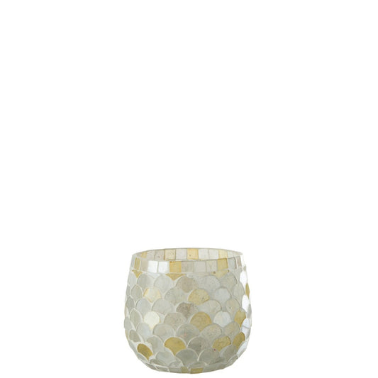 J-Line J-Line kaarshouder Mozaiek - glas - wit/lichtgeel - small - 3 stuks