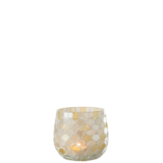 J-Line J-Line kaarshouder Mozaiek - glas - wit/lichtgeel - small - 3 stuks