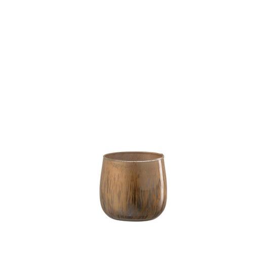 J-Line J-Line kaarshouder - theelichthouder - glas - bruin - small - 6 stuks