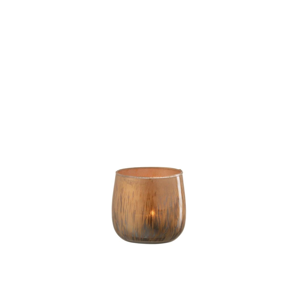 J-Line J-Line kaarshouder - theelichthouder - glas - bruin - small - 6 stuks