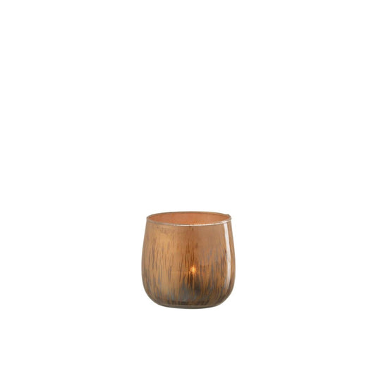 J-Line J-Line kaarshouder - theelichthouder - glas - bruin - small - 6 stuks
