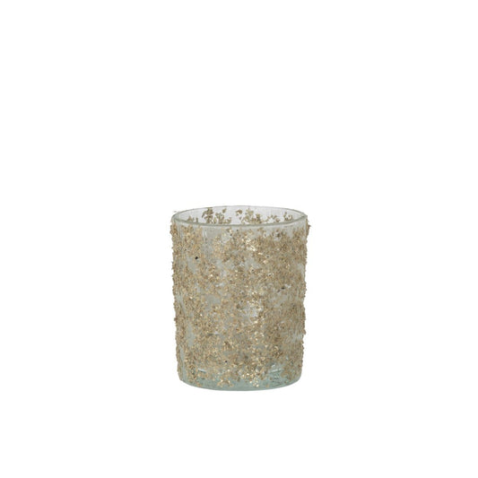 J-Line J-Line kaarshouder - theelichthouder Glitter - champagne - groot