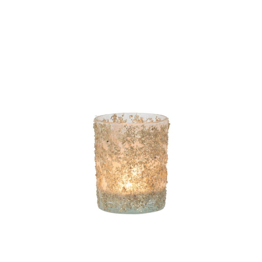 J-Line J-Line kaarshouder - theelichthouder Glitter - champagne - groot