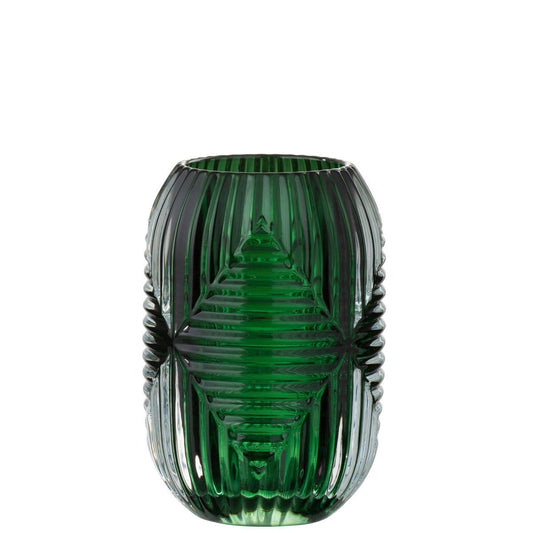 J-Line J-Line kaarshouder - theelichthouder Hoog Lijnen - glas - groen