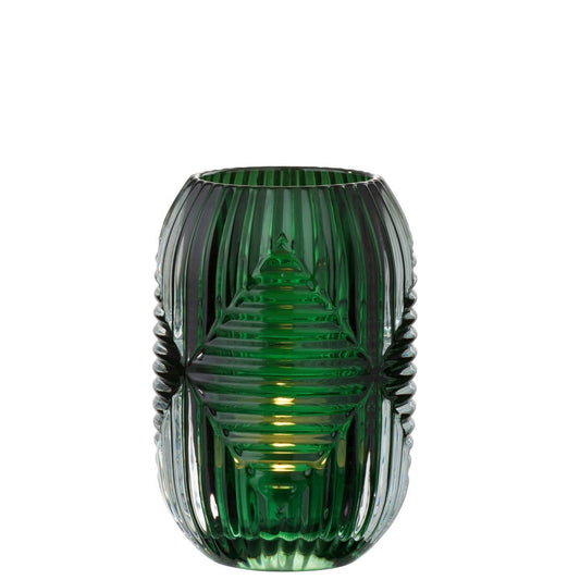 J-Line J-Line kaarshouder - theelichthouder Hoog Lijnen - glas - groen