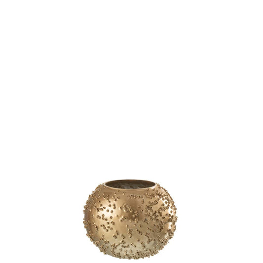 J-Line J-Line kaarshouder - theelichthouder Lise - glas - goud - small