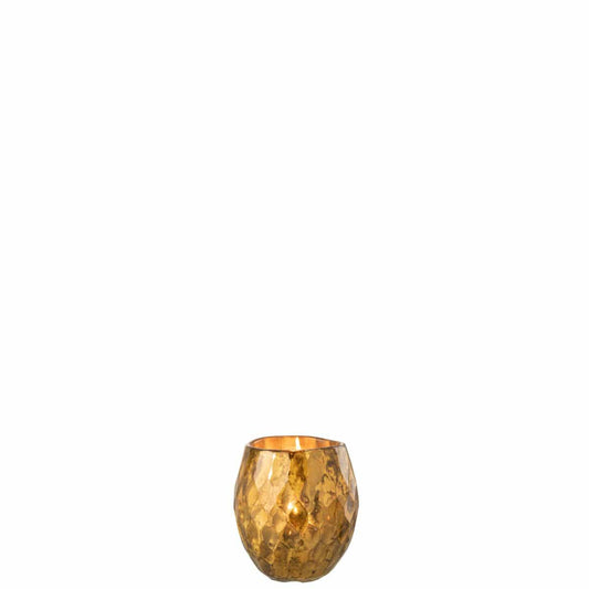 J-Line J-Line kaarshouder - theelichthouder Ruit - glas - goud - 2 stuks