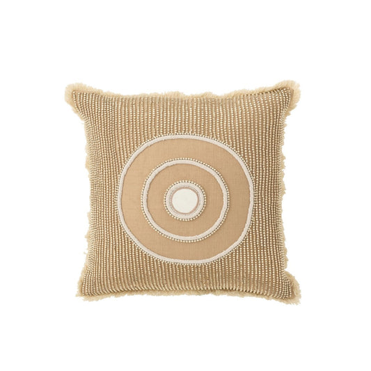J-Line J-Line kussen Cirkel Ibiza - katoen - wit/beige