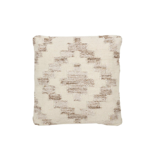 J-Line J-Line kussen Etnisch Vierkanten - wol/katoen - creme/beige