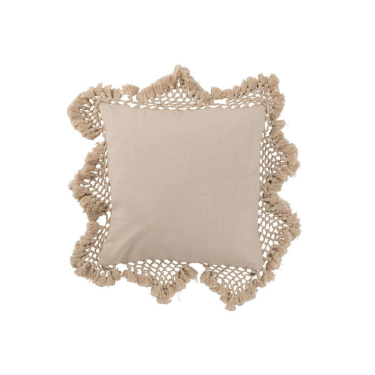 J-Line J-Line kussen Franjes - katoen - beige