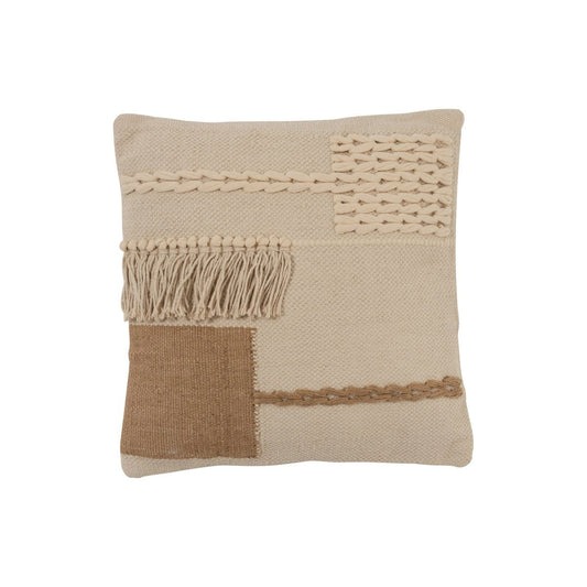 J-Line J-Line kussen Franjes Vierkant - katoen - beige