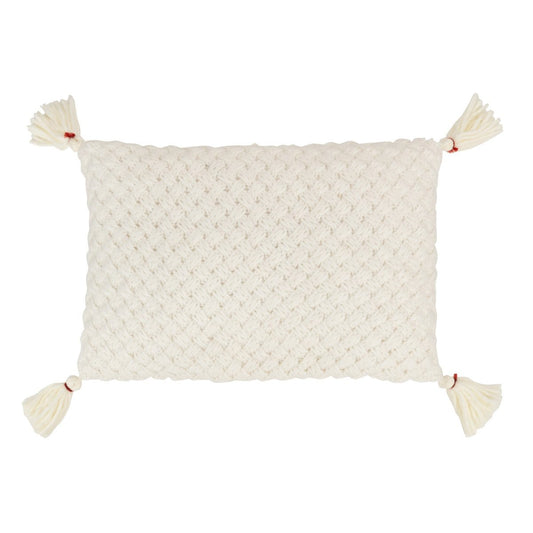 J-Line J-Line kussen Gehaakt Kwast - polyester/acryl - wit