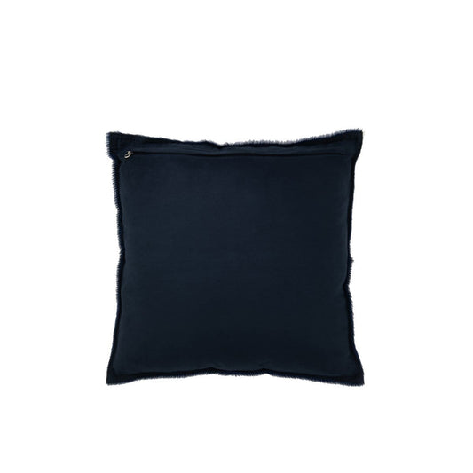 J-Line J-Line kussen Koehaar - leder - elektrisch blauw