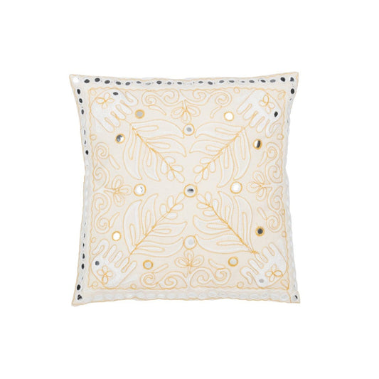 J-Line J-Line Kussen Olifanten+Spiegels Katoen Creme/Goud