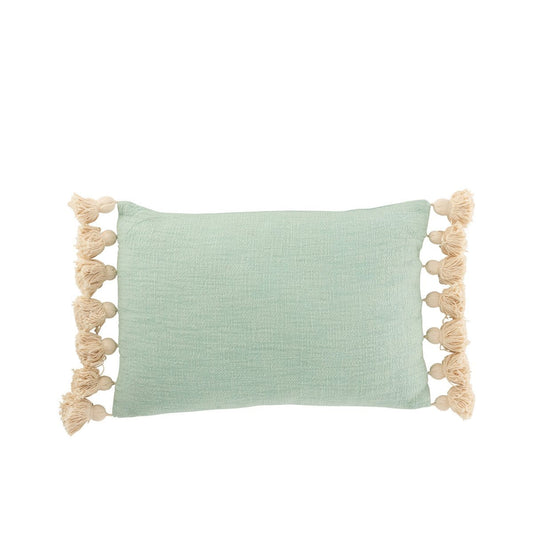 J-Line J-Line kussen Rechthoek Pompom - katoen - polyester - blauw