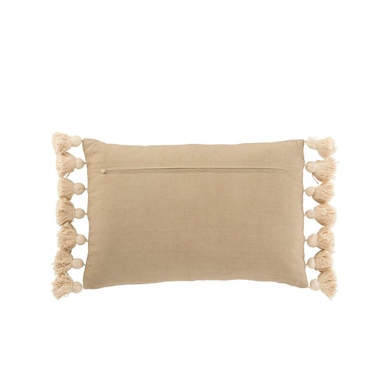 J-Line J-Line kussen Rechthoek Pompom - katoen - polyester - taupe