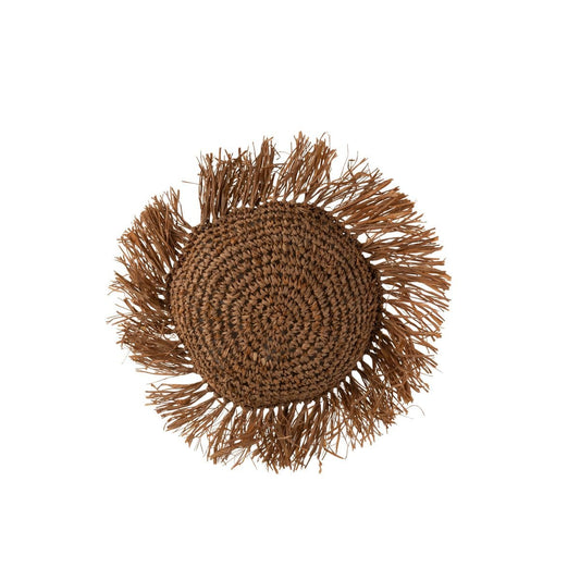 J-Line J-Line kussen Rond Riet Raffia - jute - bruin