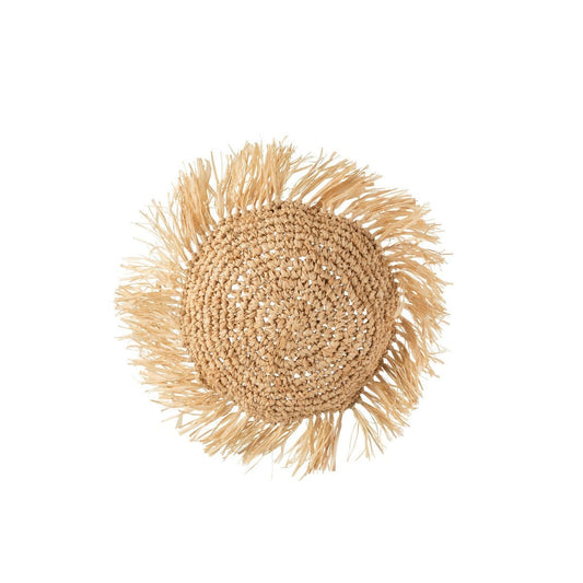 J-Line J-Line Kussen Rond Riet Raffia - jute - naturel
