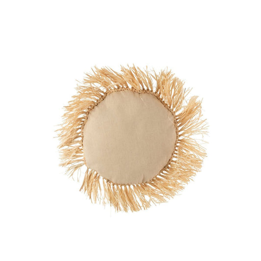 J-Line J-Line Kussen Rond Riet Raffia - jute - naturel
