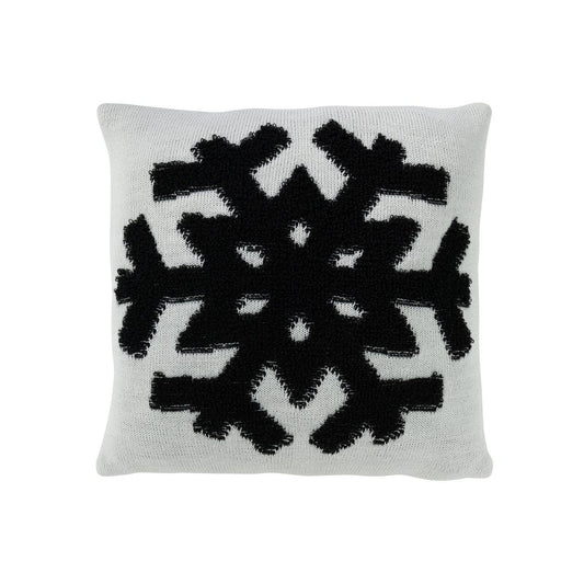 J-Line J-Line kussen Sneeuwvlok - polyester - wit/wart