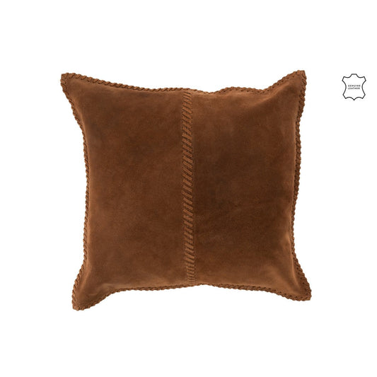 J-Line J-Line kussen Stiksel Vierkant - leer - cognac