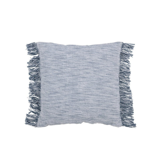 J-Line J-Line kussen Tweekleurig Weefsel + Franjes - katoen - wit/blauw